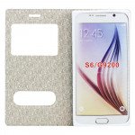 Wholesale Samsung Galaxy S6 Slim Window View Magnetic Flip Leather Case (White)